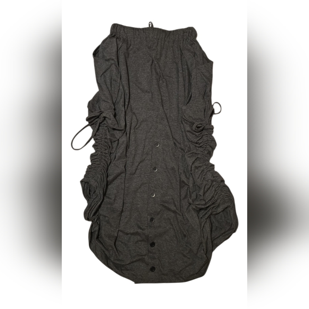 Charcoal Button-Front Ruched Cardigan - Picture 2 of 4